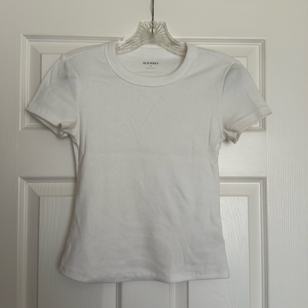Old Navy White Ribbed T-Shirt XS